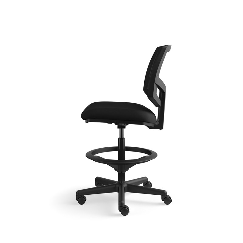 Mesh Drafting Chair, Black Bonded Leather