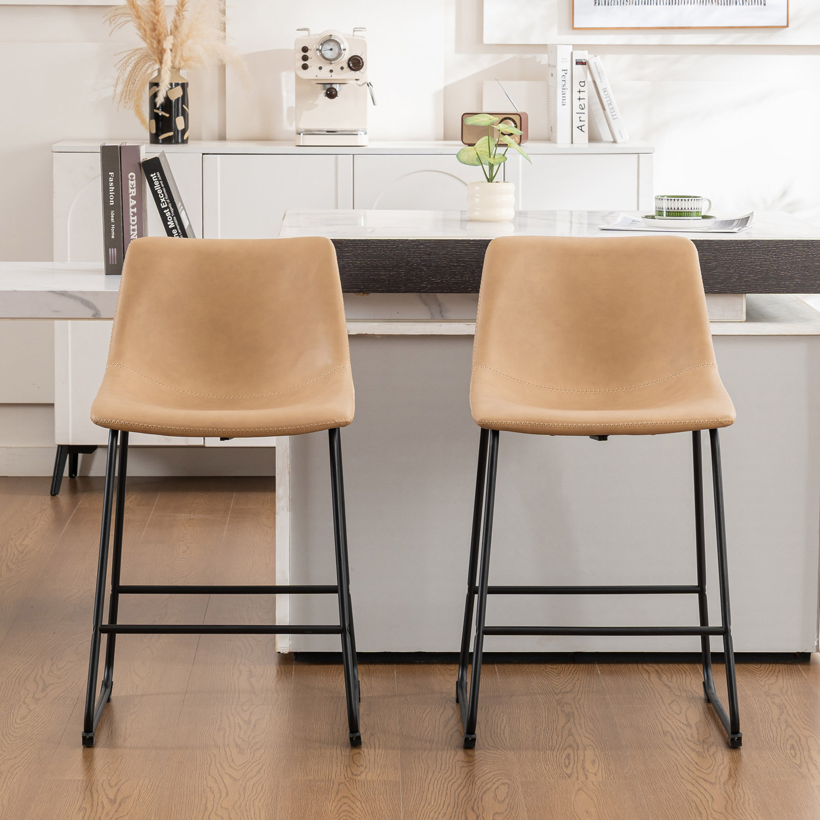Anke Bar Stool, Taupe, Counter Stool (24” Seat Height)