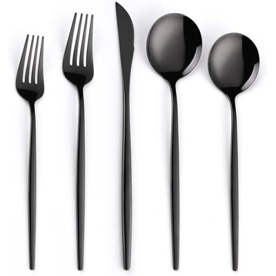 Ensemble de couverts en or 30 pièces pour 6 personnes, vaisselle en acier inoxydable avec finition miroir, comprend couteaux, fourchettes et cuillères, va au lave-vaisselle, parfaite pour les repas gastronomiques et les occasions spéciales