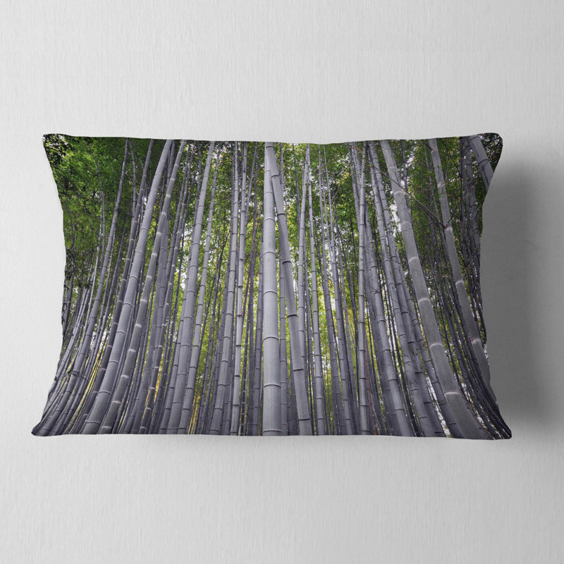 Thick Bamboo Trunks in Japan - Forest Printed Throw Pillow