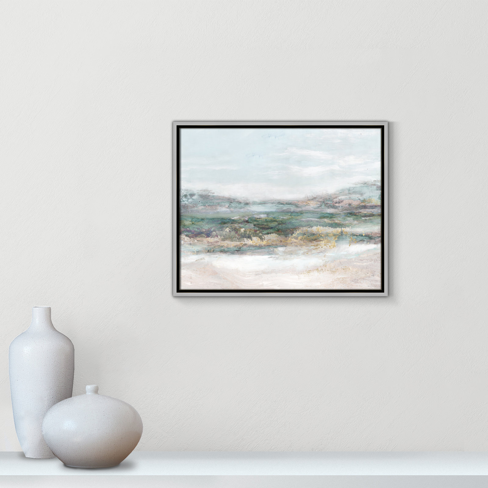 Lori "Dazzling" Painting by Matina Theodosiou, 17.5" H x 21.5" W x 2" D, Silver Framed Canvas, No Mat