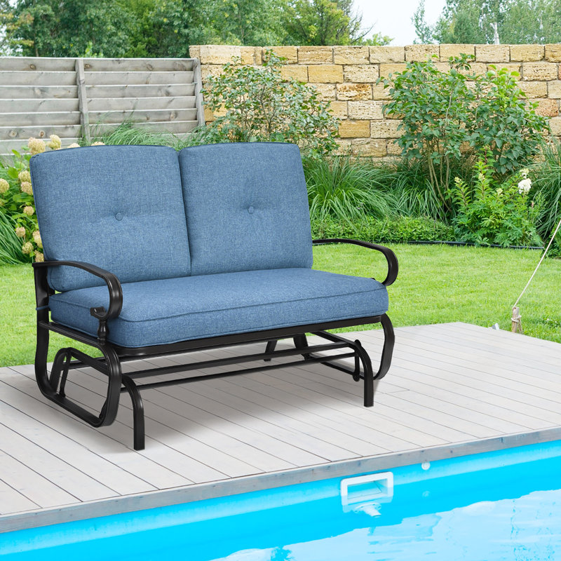 Causeuse d'extérieur avec coussins 47,5 po Anstein, Bleu