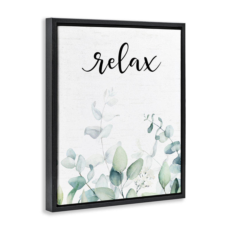 Cadre flottant Relax, feuilles et herbes, Cadre flottant noir de jais, H 21 po x l 17 po