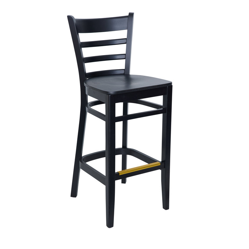 Berkeley Ladder Back Barstool Veneer Seat, Black Stain