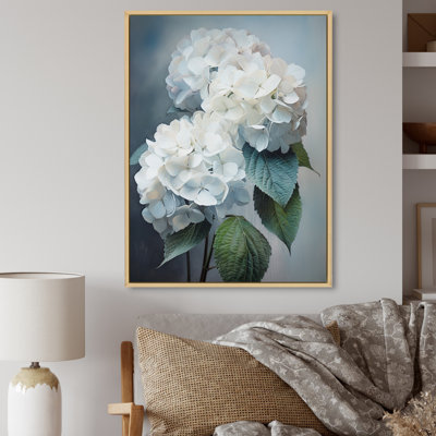 Blanc hortensia, chuchotement - art mural hortensia
