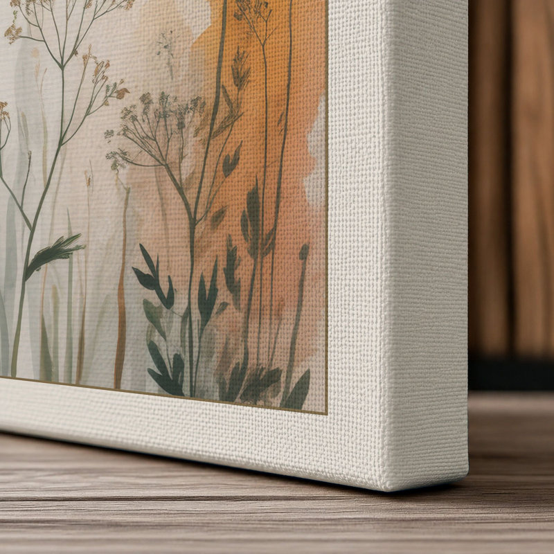 Autumn Sun and Grasses Botanical - Wrapped Canvas, 18x12 - 45.7 x 30.5 cm, Cream Border