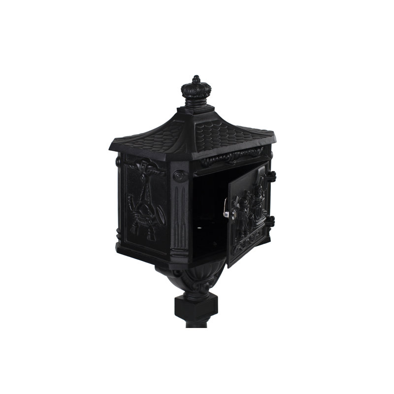Locking Post Mounted Mailbox, Black