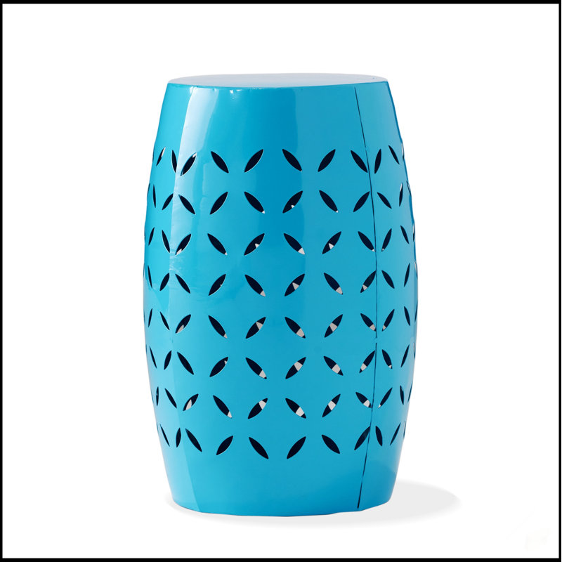 Lilac 12-Inch Cylindrical Accent Side Table, Industrial Style For Living Room And Entryway, Indoor Outdoor Use, Blue
