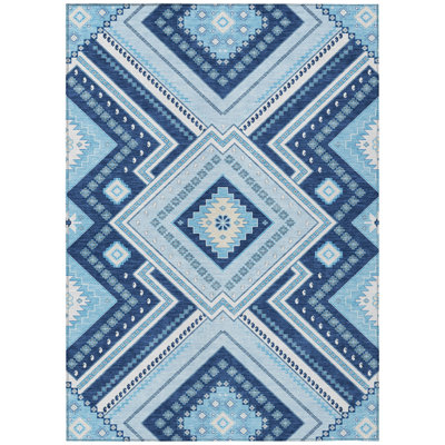 Solene Navy Washable Indoor-Outdoor Rug - 