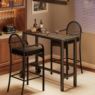 Sevynn Rectangular Iron Outdoor Bar Table