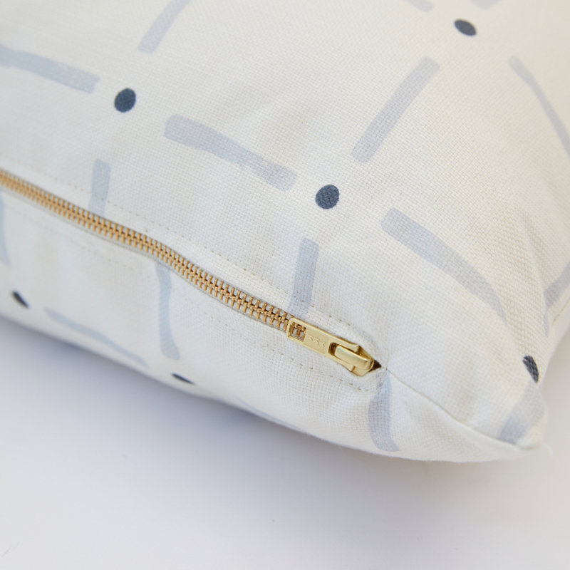 Schumacher x Caroline Z Hurley Drifting Grid Pillow, Sky