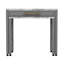 Table de salle à manger 5 pièces à hauteur de comptoir - plateau en faux marbre, tiroir de rangement, 4 tabourets rembourrés pour pièce beige et gris avec attrait
