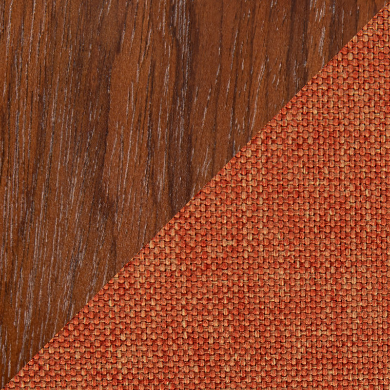 Mid-Century Walnut and Orange Swivel Counter Stools, Set of 2