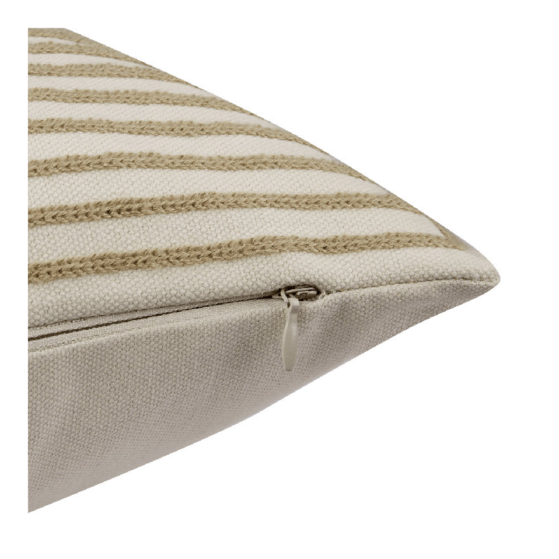 Cotton Beige Square Throw Cushion