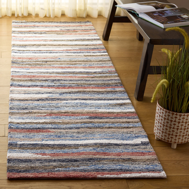 Ebony 778 Hand Tufted Wool/Cotton Abstract Rug in Rust/Beige, Runner 2'3" x 8'
