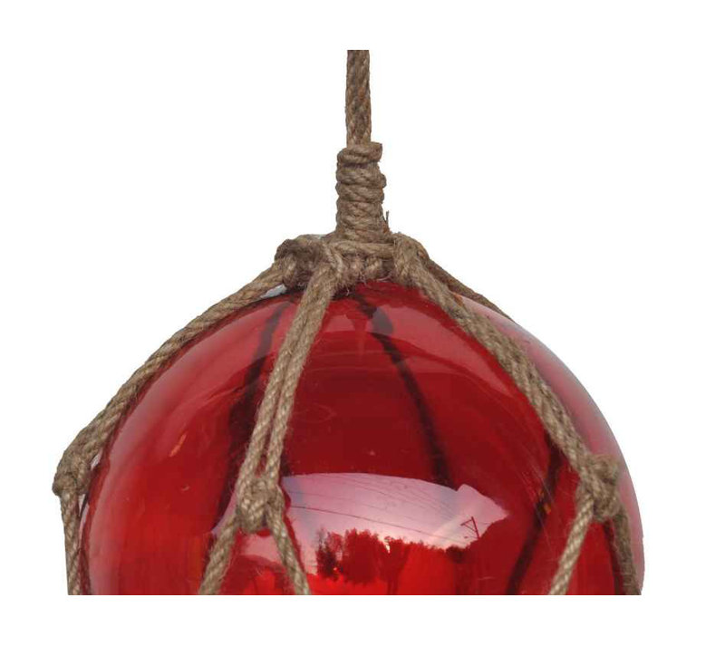 Décoration murale boule flotteur de pêche en verre japonais, Rouge / brun, H 10 po x l 6 po x P 6 po