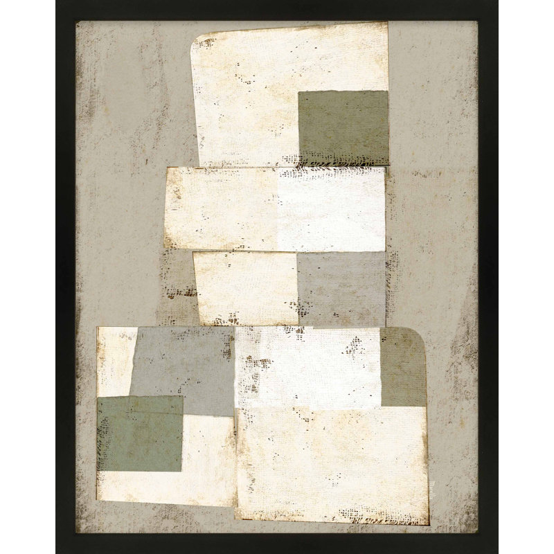Patchwork Green by Marco Marella for Studio M - Framed Wall Art, 38" H x 30" W, Paper, Black