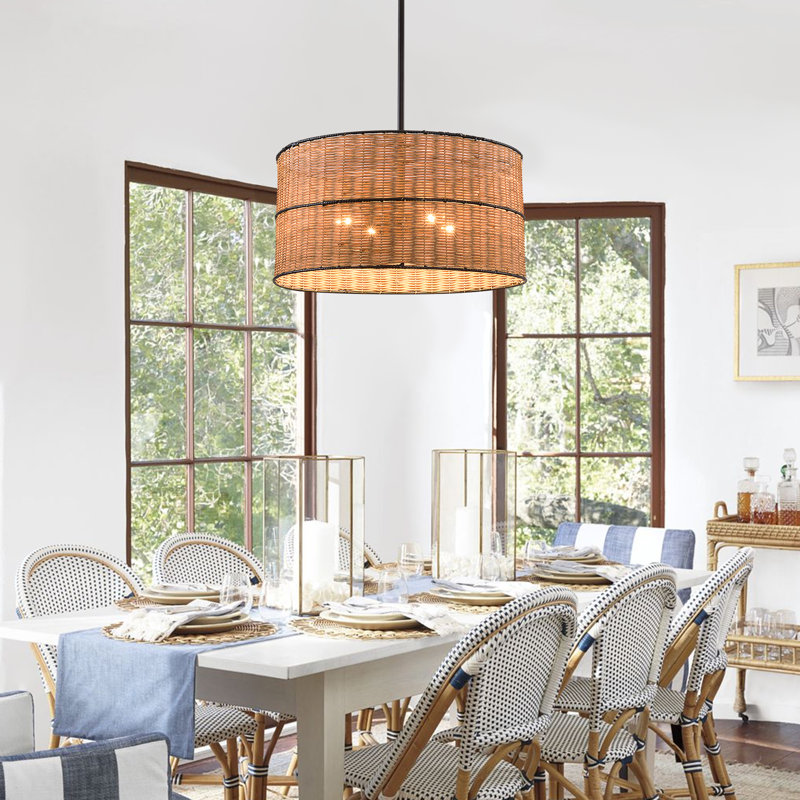 Lustre tambour en rotin 4 lumières Caong