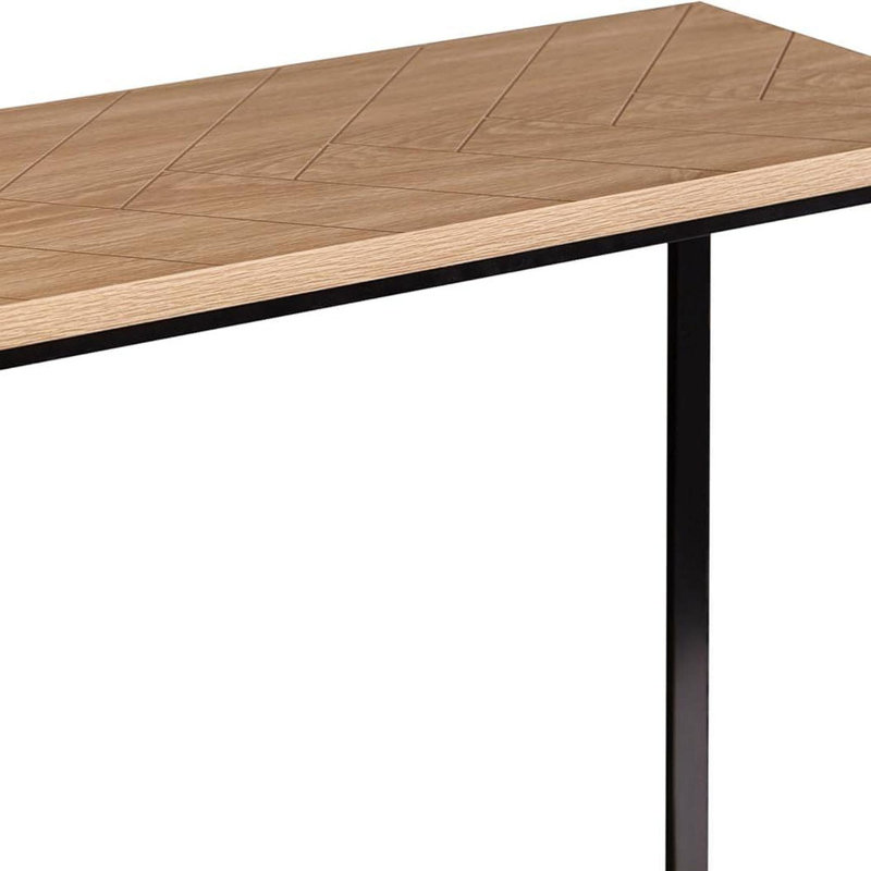 Console Bali Modern avec plateau en bois naturel et pieds en métal noir