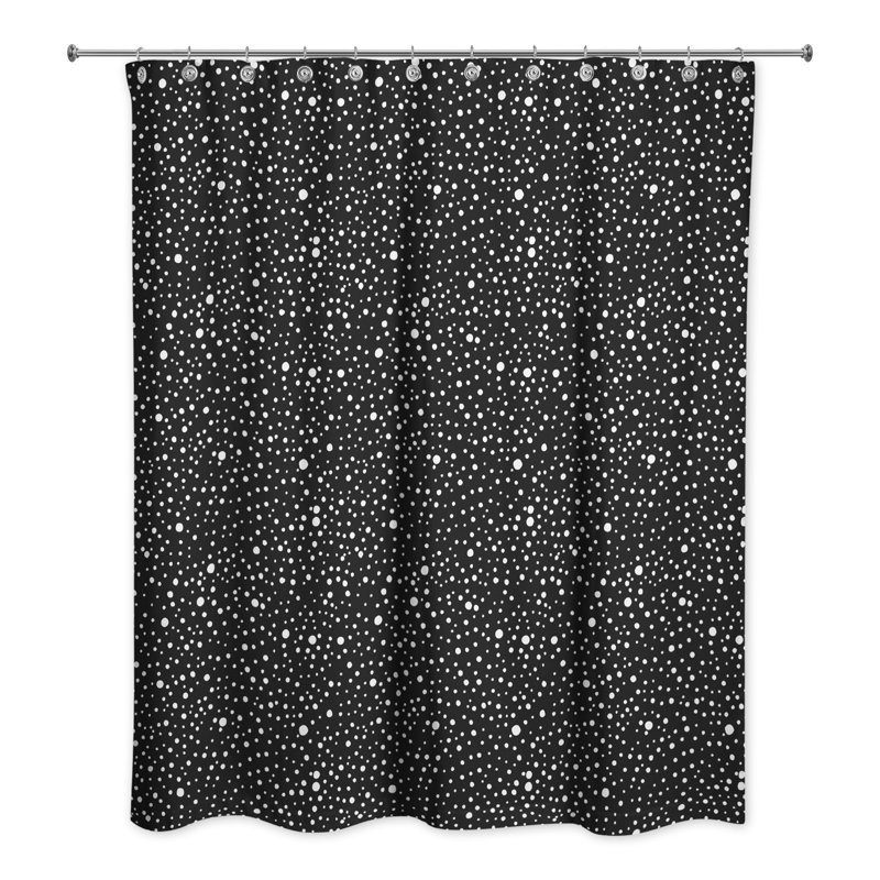 Rideau de douche simple à pois Debarata et crochets