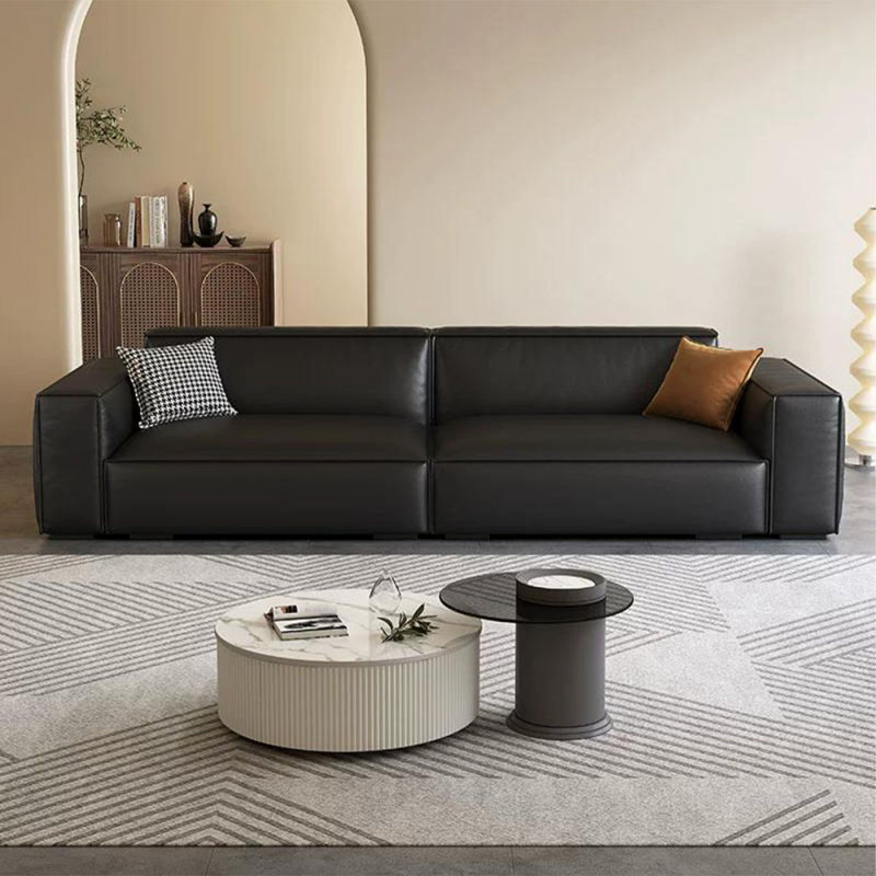 Coussin de canapé modulaire en similicuir noir, H 28,35 po x l 110,24 po x P 39,37 po, 4, Noir