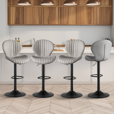 Scalloped-Back Adjustable Swivel Bar Stool