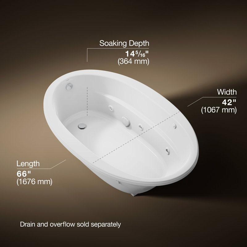 Sunward 66" x 42" Drop-In Whirlpool
