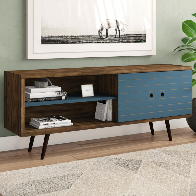 Darryl TV Stand for TVs up to 60", Rustic Brown/Aqua Blue