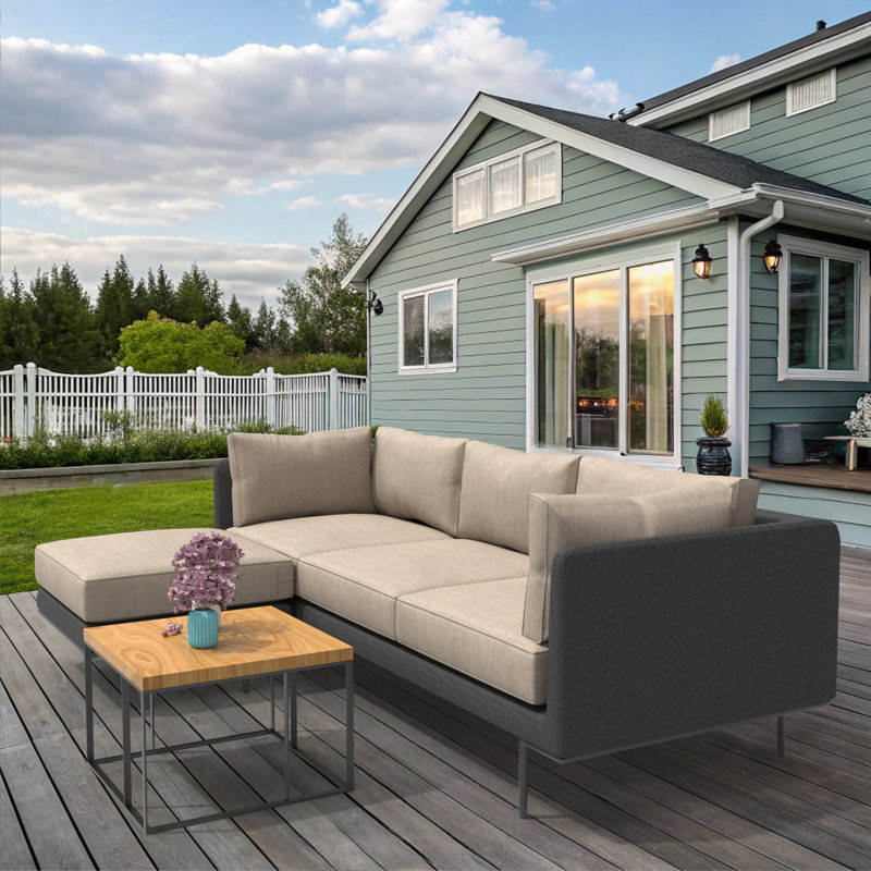 Sunbrella Outdoor Sectional Sofa Replacement Cushions Set, 5 Inch, Cast Ash