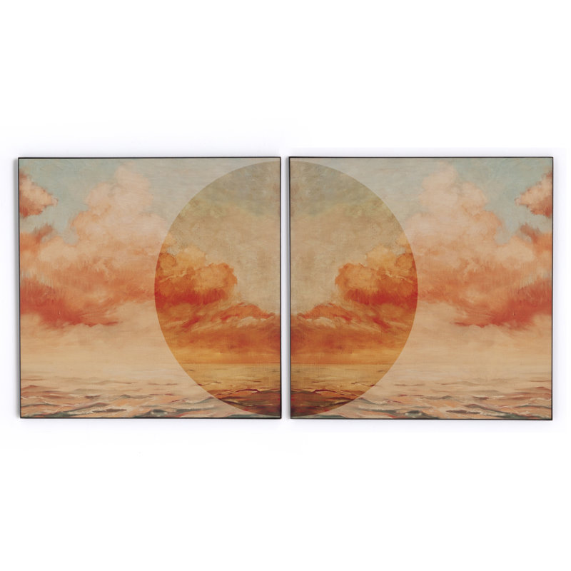 Sunrise I & II Diptych Framed Canvas Print in Warm Tones