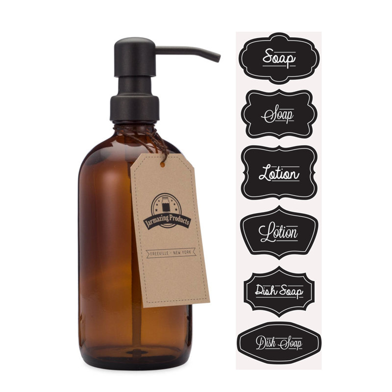 Distributeur de lotion en verre, Noir mat / ambre