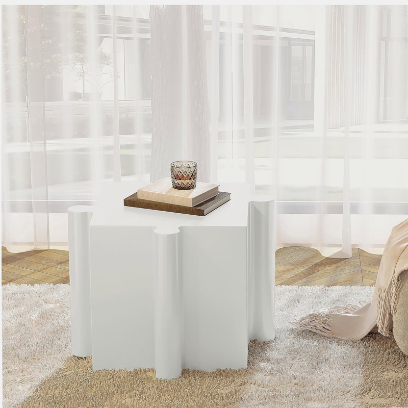 Ensemble de 3 tables de casse-tête artistiques, tables d'appoint modulaires MGO avec emboîtement (2 convexes et 1 concave), capacité de 200 lb pour l'intérieur et l'extérieur, couleur blanche