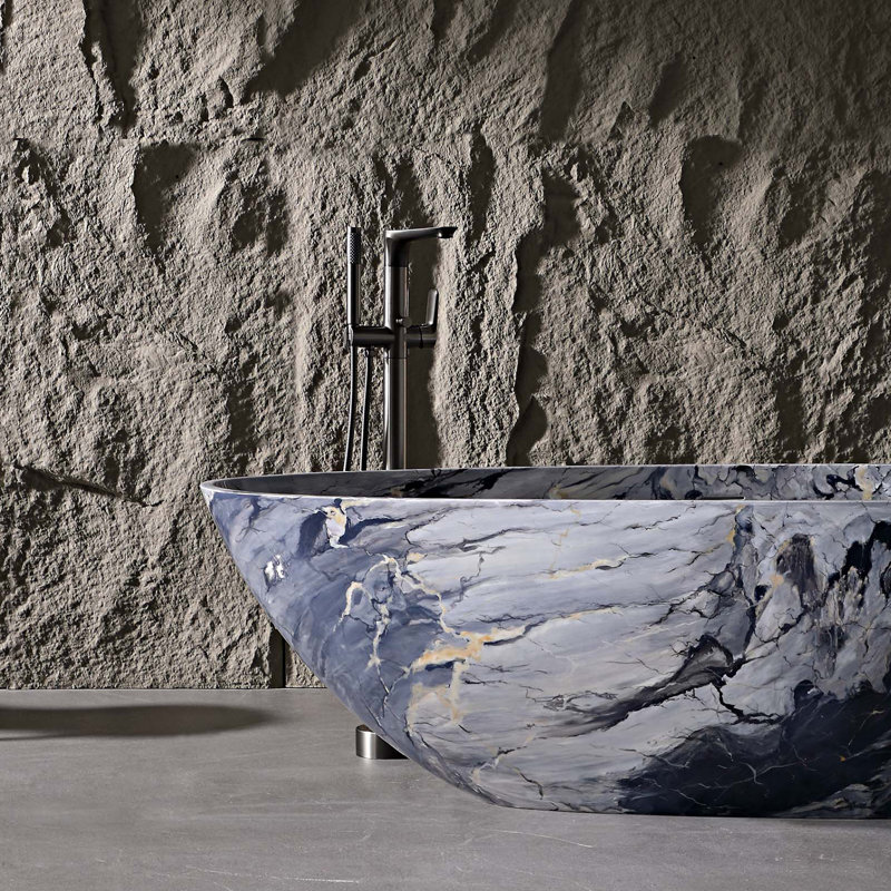 59" Solid Surface Freestanding Bathtub, Gray