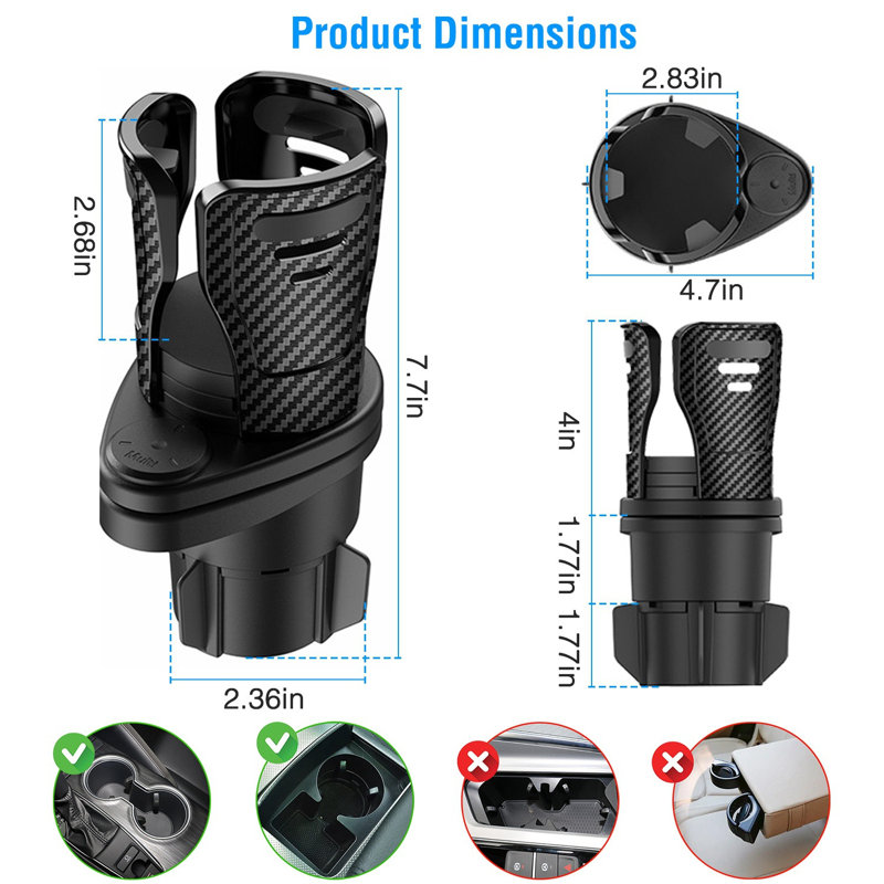 Universal Car Cup Mount Holder Expander with Adjustable Base Multifunctional Drink Holder Organizer