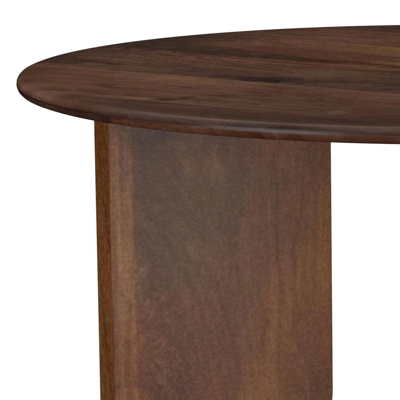 Round Solid Mango Wood Coffee Table Brown