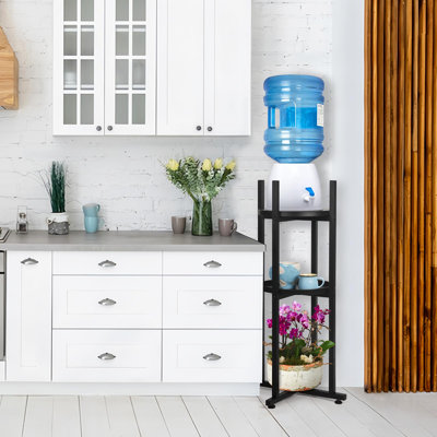 Water Dispenser Stand 5 Gallon Water Jug Stand Sturdy Water Stand Water Jug Stand With 2 Round Shelfs, Black