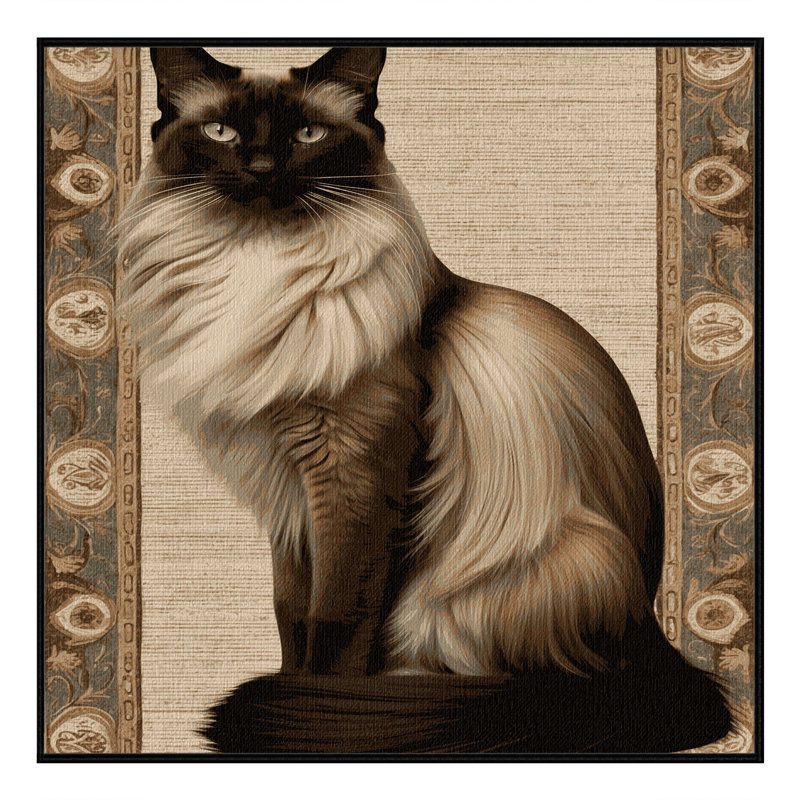 Washable Balinese Cats Area Rug, Square 7'