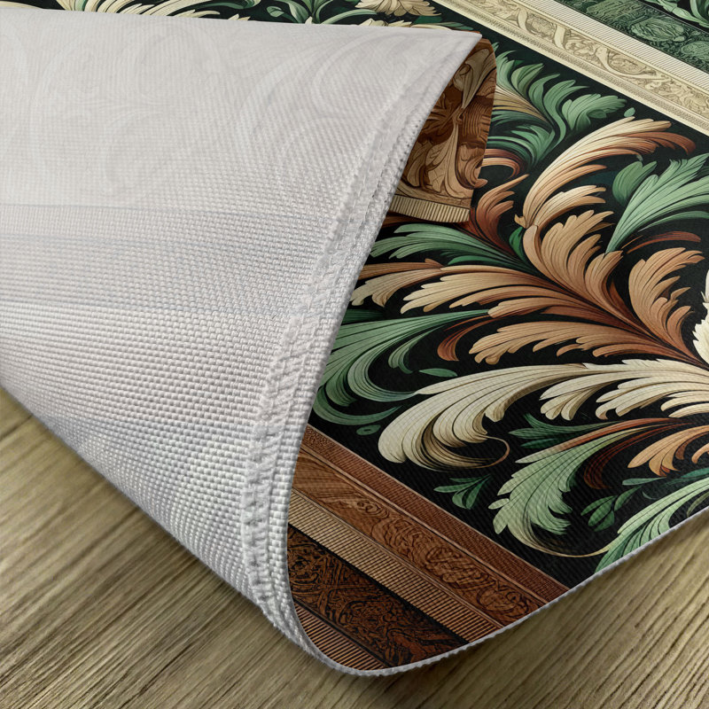 Emerald and Caramel Polyester Damask Rectangle Placemats Set
