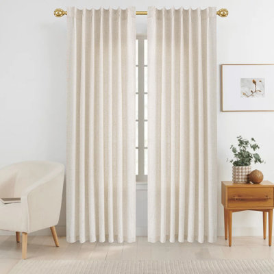 Pinch Pleat Linen Curtains 2 Panels Set