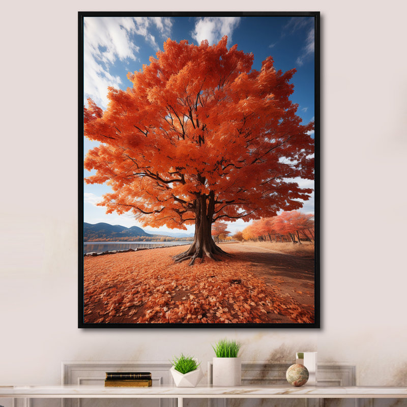 «USA Autumn Splendor Tree», reproduction d'art sur toile, H 32 po x l 24 po, Gold Picture Framed