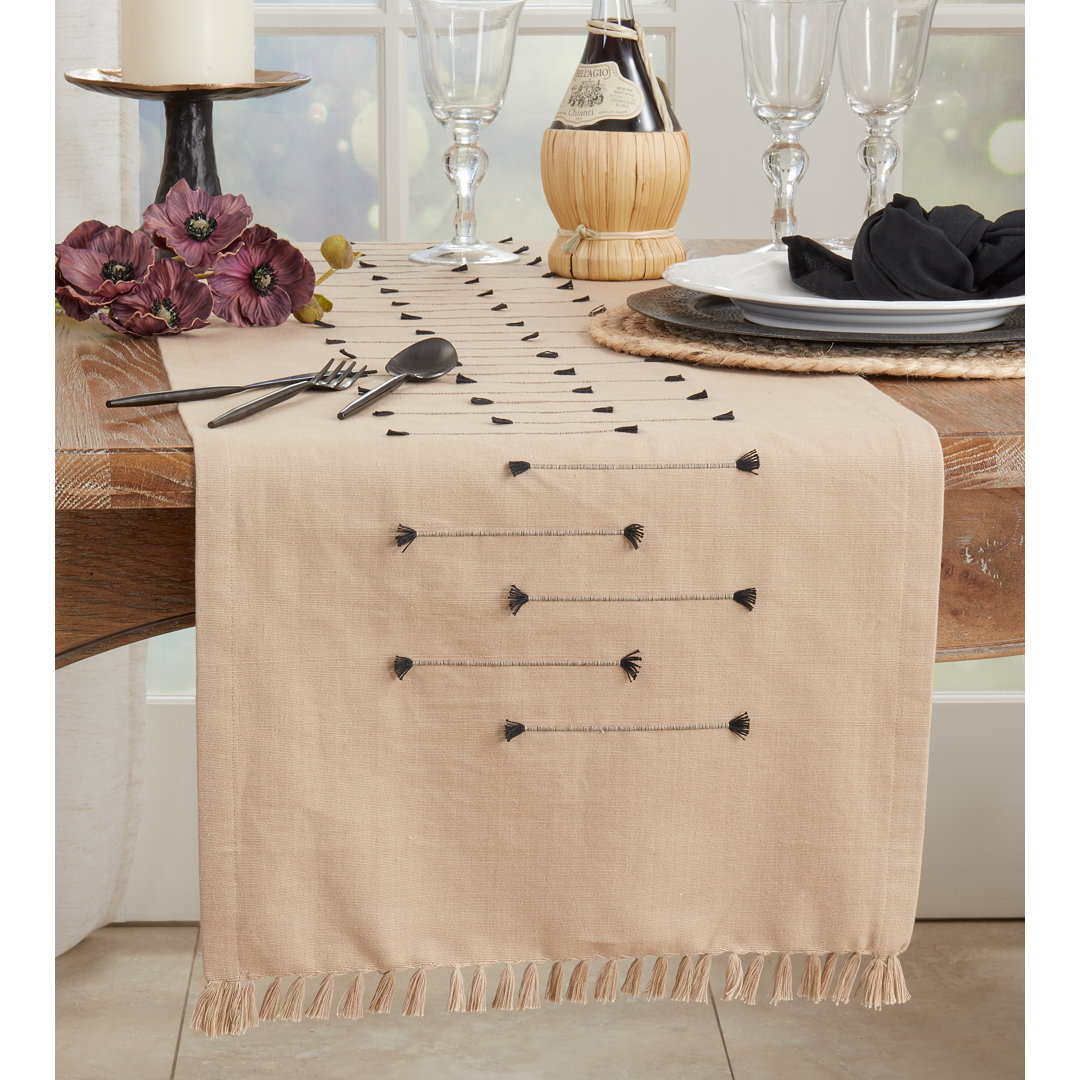 Margreat Runner_Fringe Table Runner With Line Design Union Rustic 