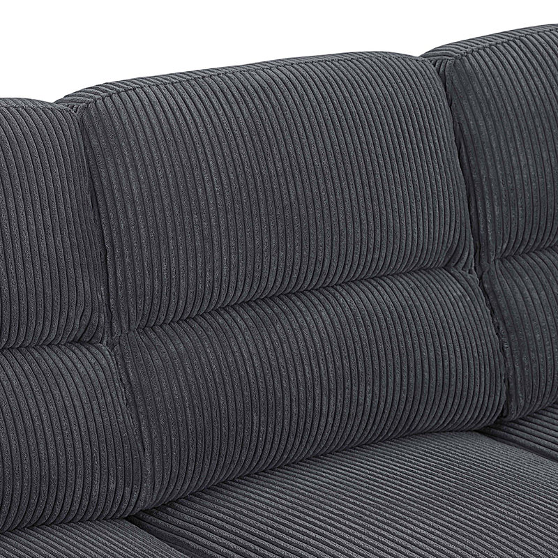 Aziyah 81'' Corduroy Sofa, Corduroy Gray Microfiber/Microsuede