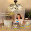 Ventilateur de plafond en cristal avec éclairage, plafonnier à DEL avec ventilateur et télécommande, plafonnier silencieux, réversible, 6 vitesses, minuterie
