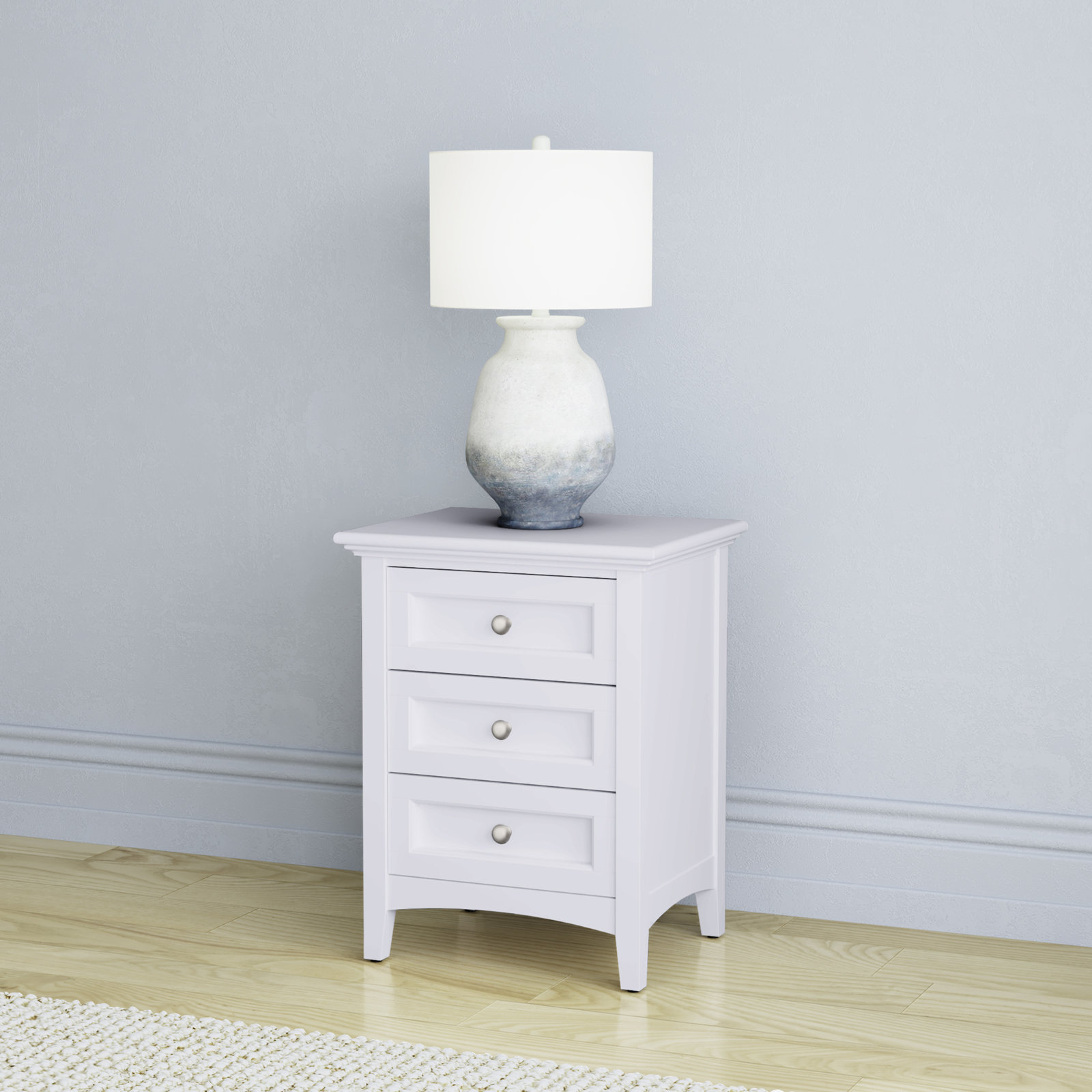 Melusina 3 - Drawer Nightstand, White