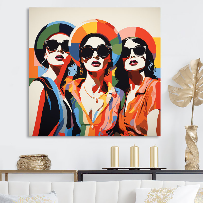 Rouge et bleu Matisse's Hippie Women II - mode, art mural, Toile tendue, H 36 po x l 36 po x P 1,5 po
