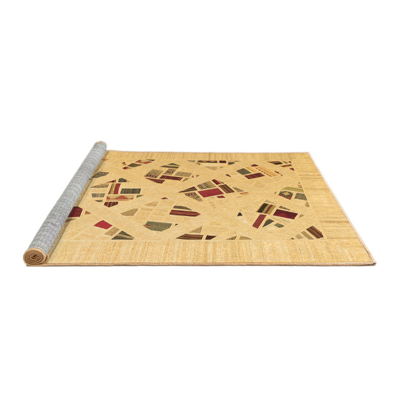 Tapis contemporains brun lavable à la machine 2641, Carré de 6 pi