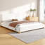 Structure de lit plateforme avec tête de lit courbée rembourrée Boucle, base en bois massif blanc, aucun sommier tapissier requis avec lattes de soutien, design moderne et élégant pour chambre à coucher contemporaine-1215190450