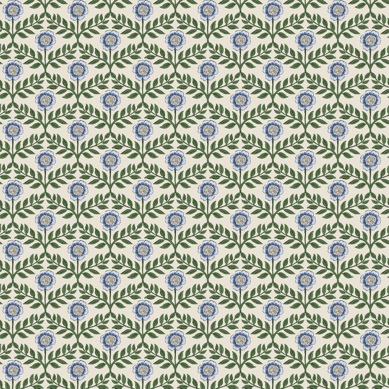 Joules Stately Floral Green/Blue Wallpaper