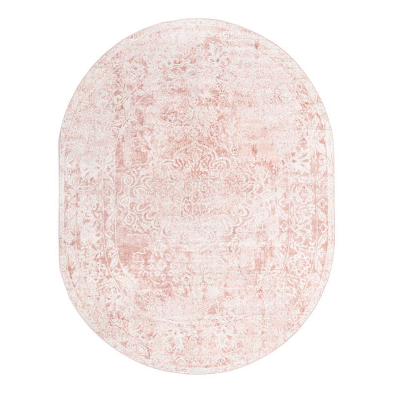 Tapis oriental rose / ivoire Boyland, Ovale 5 pi 3 po x 8 pi