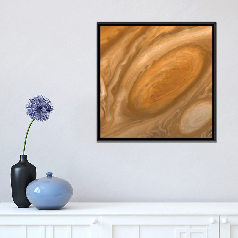 « jupiter belle spot red spot », impression sur toile, H 18 po x l 18 po x P 1,5 po, Toile encadrée noire, Pas de tapis